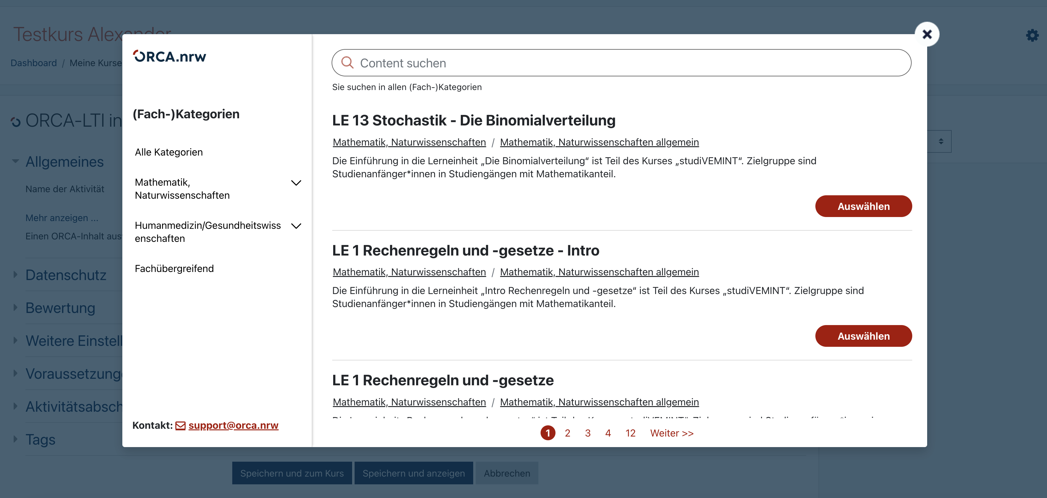 Beispielbild Orca Frontend